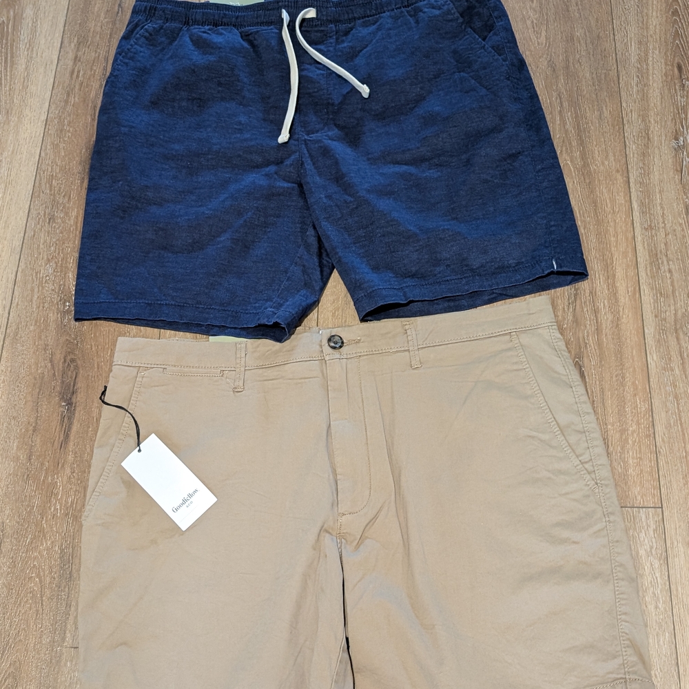 Goodfellow & Co Blue and Tan Flat Front Shorts Bundle - 2 Pairs New!!